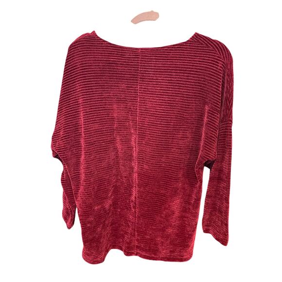Chenault Sweater Maroon Ribbed Long Sleeve Chenille - Picture 3 of 3